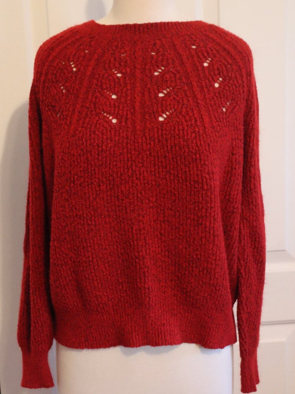 Knox Rose Red/Black Long Sleeve Pullover Sweater Size Large